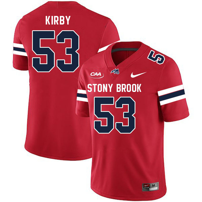 Stony Brook Seawolves #53 Enda Kirby College Football Jerseys Stitched Sale-Red